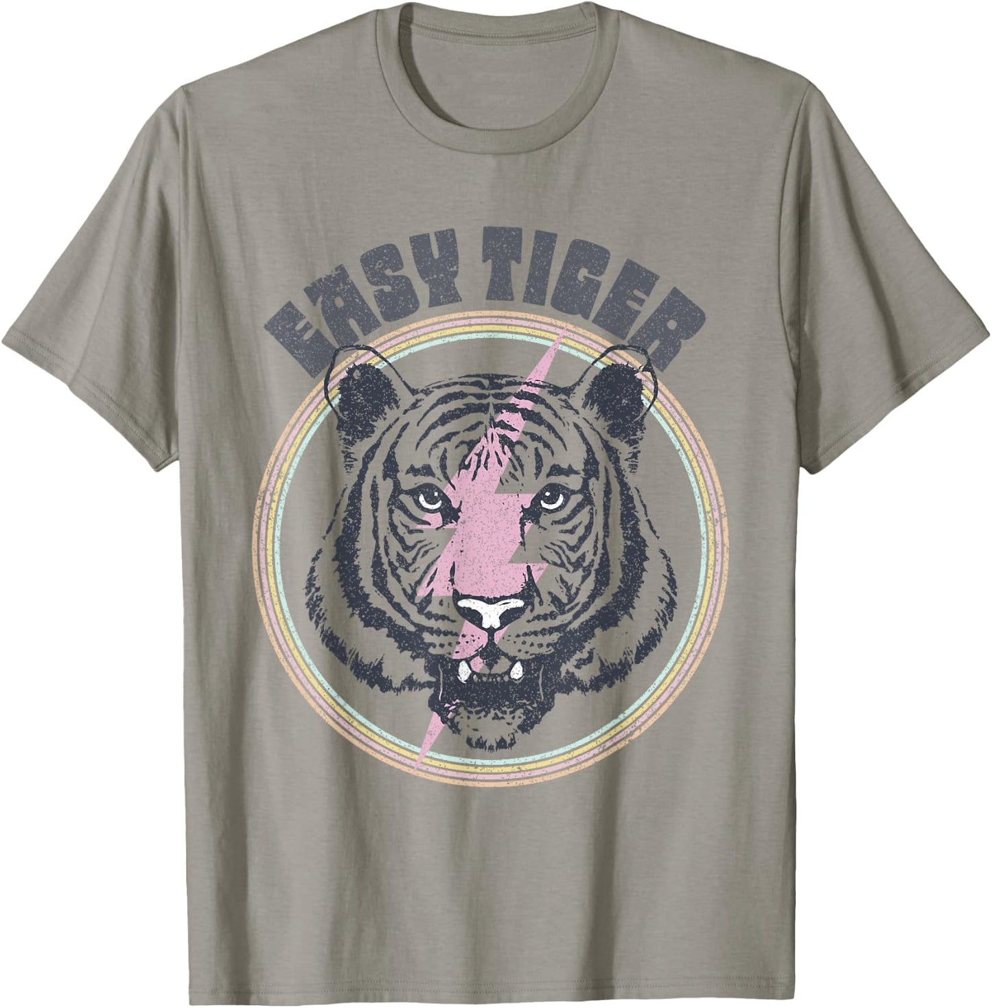 Easy Tiger Face Retro 70s 80s Vintage T-Shirt - T-Shirt | Sand