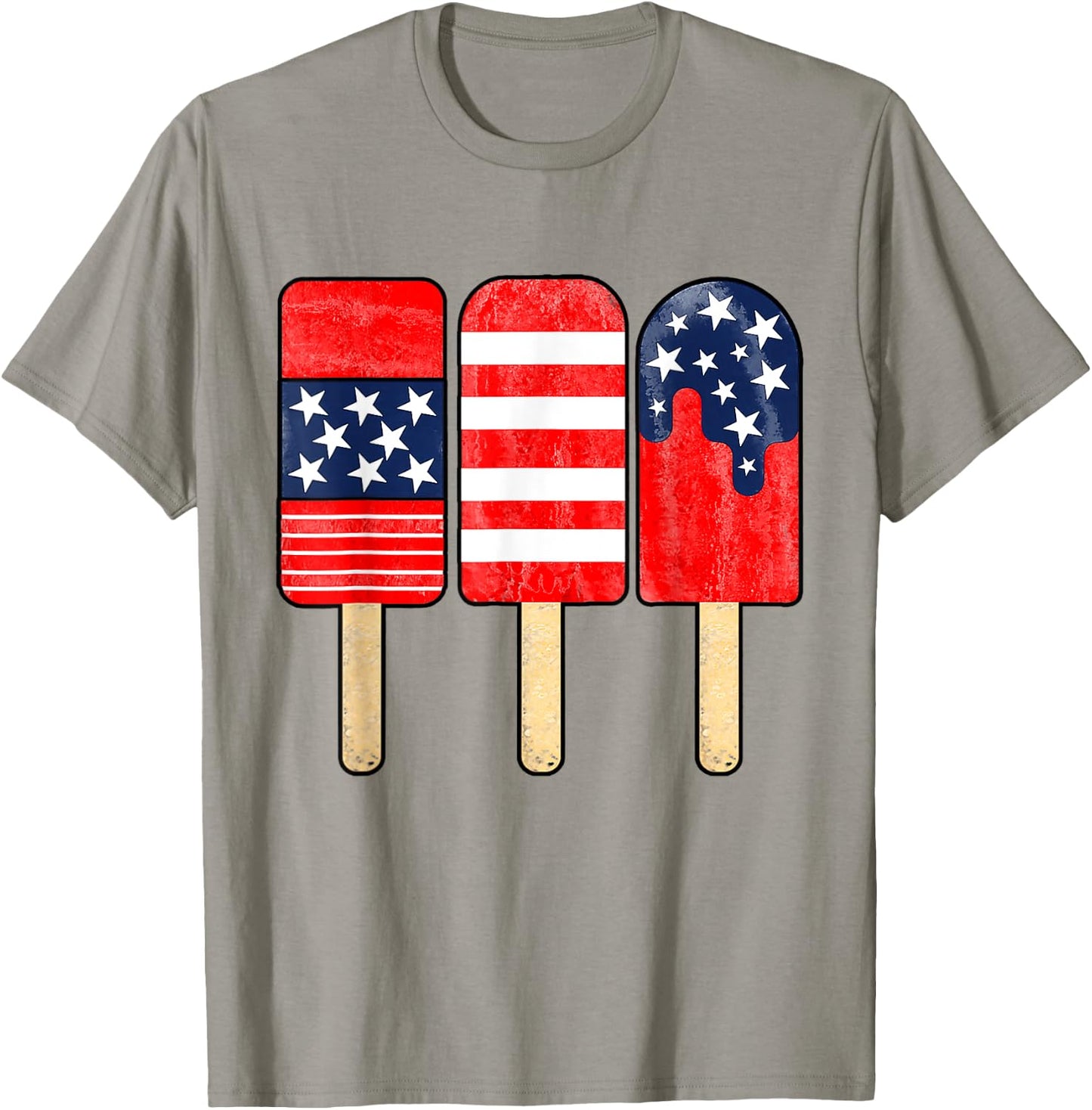 4th of July Popsicle Red White Blue American Flag Patriotic T-Shirt - T-Shirt | Sand