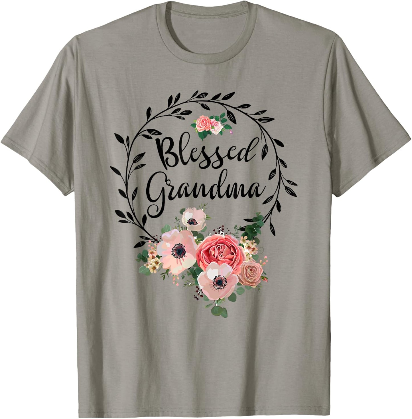 Blessed Grandma Shirt Flower Decor Grandma T-Shirt - T-Shirt | Sand