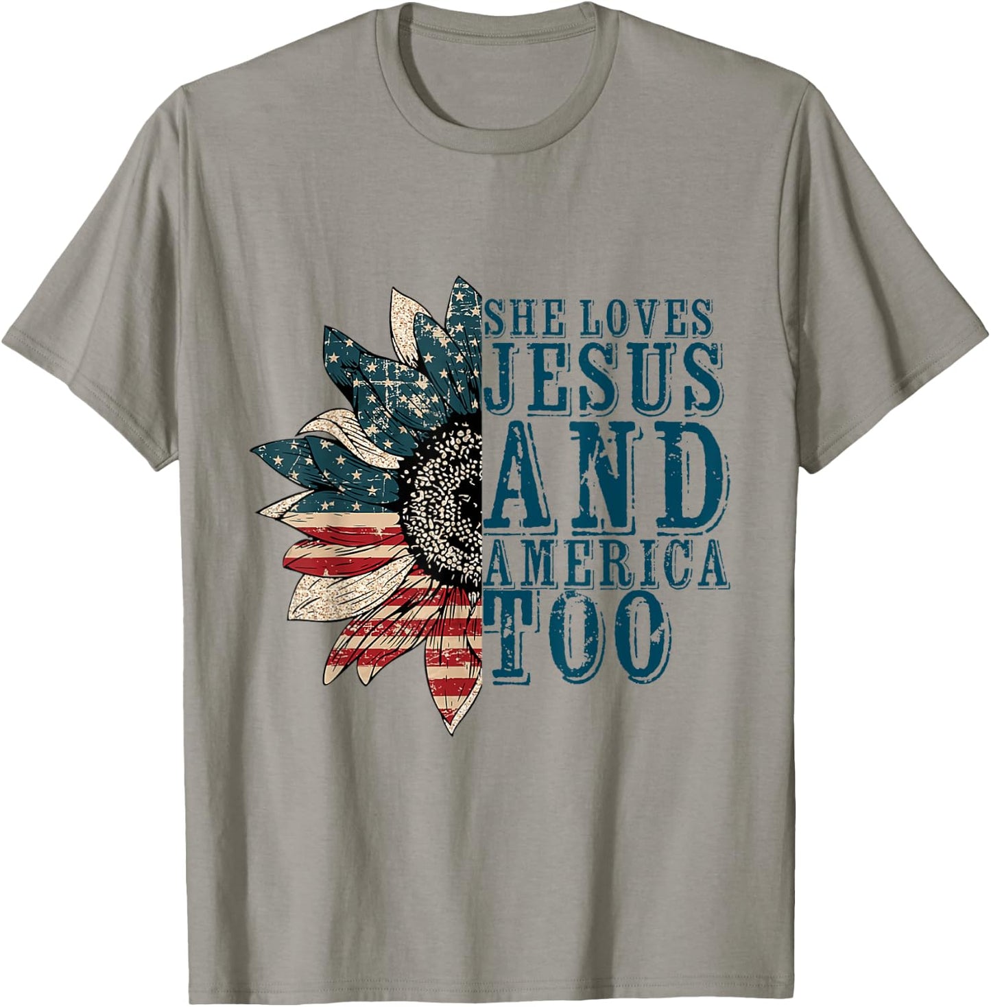 She Loves Jesus And America Too T-Shirt - T-Shirt | Sand