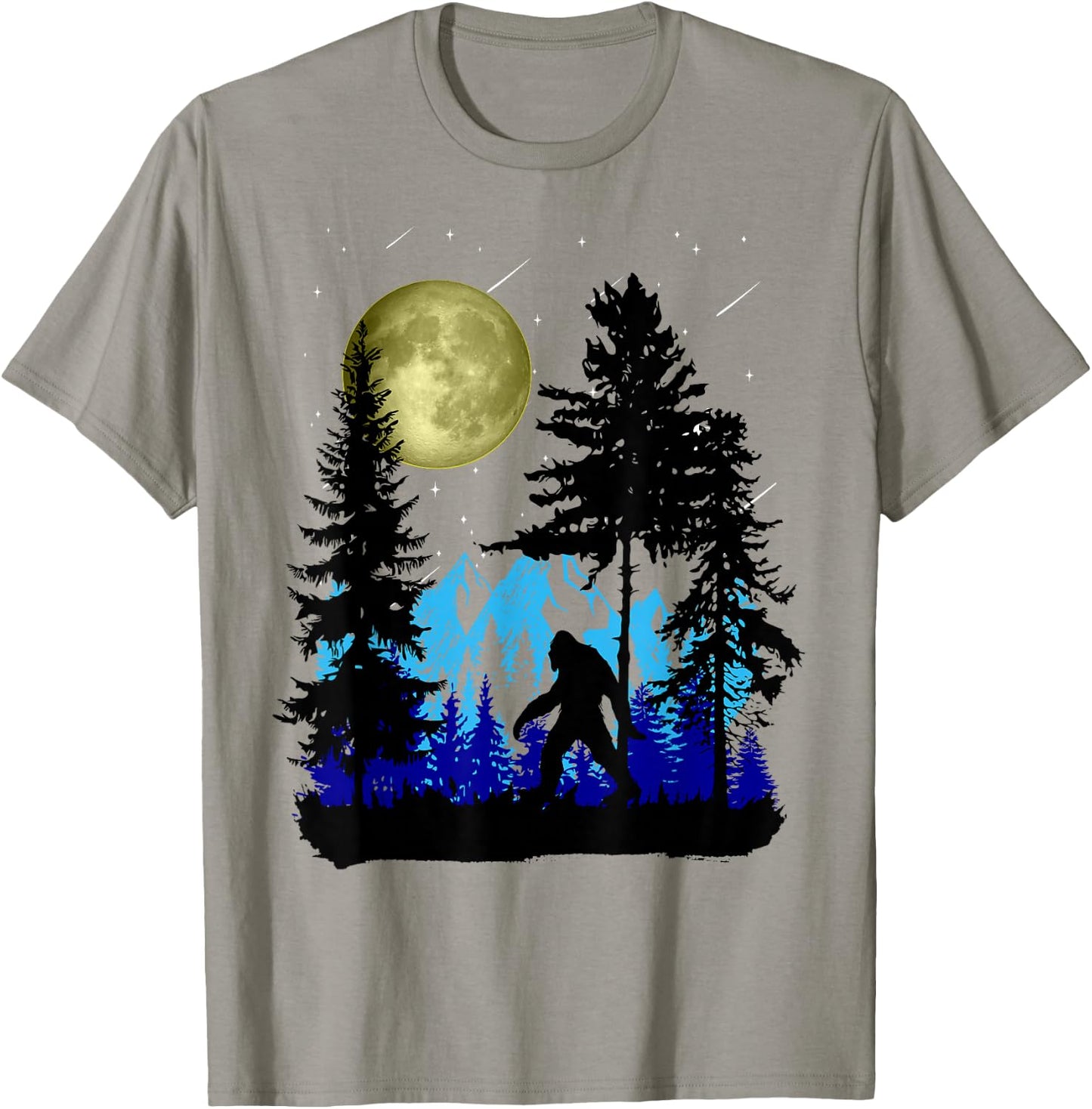Bigfoot Hiding Under Full Moon for Sasquatch Lover T-Shirt - T-Shirt | Sand