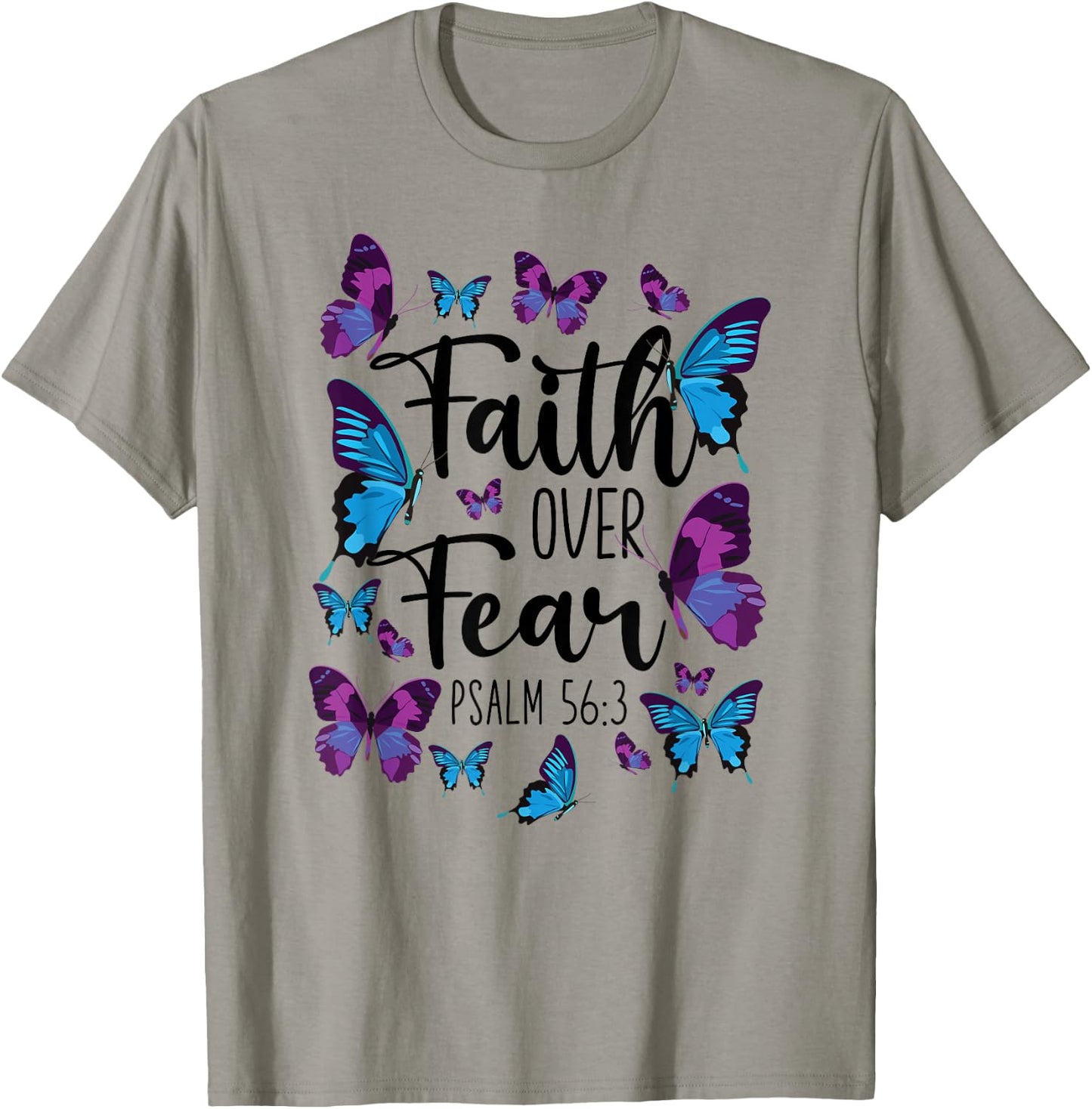 Christian Bible Verse Quote Butterfly Psalm 56:3 T-Shirt - T-Shirt | Sand