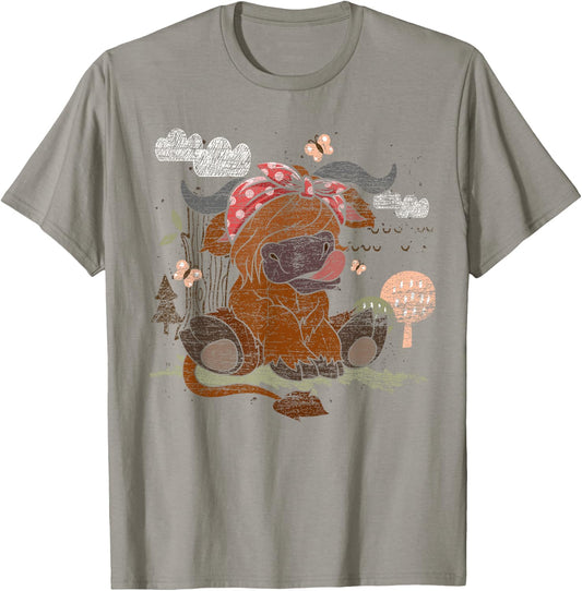 Funny Scottish Farmer Farm Animal Bandana Cute Highland Cow T-Shirt - T-Shirt | Sand