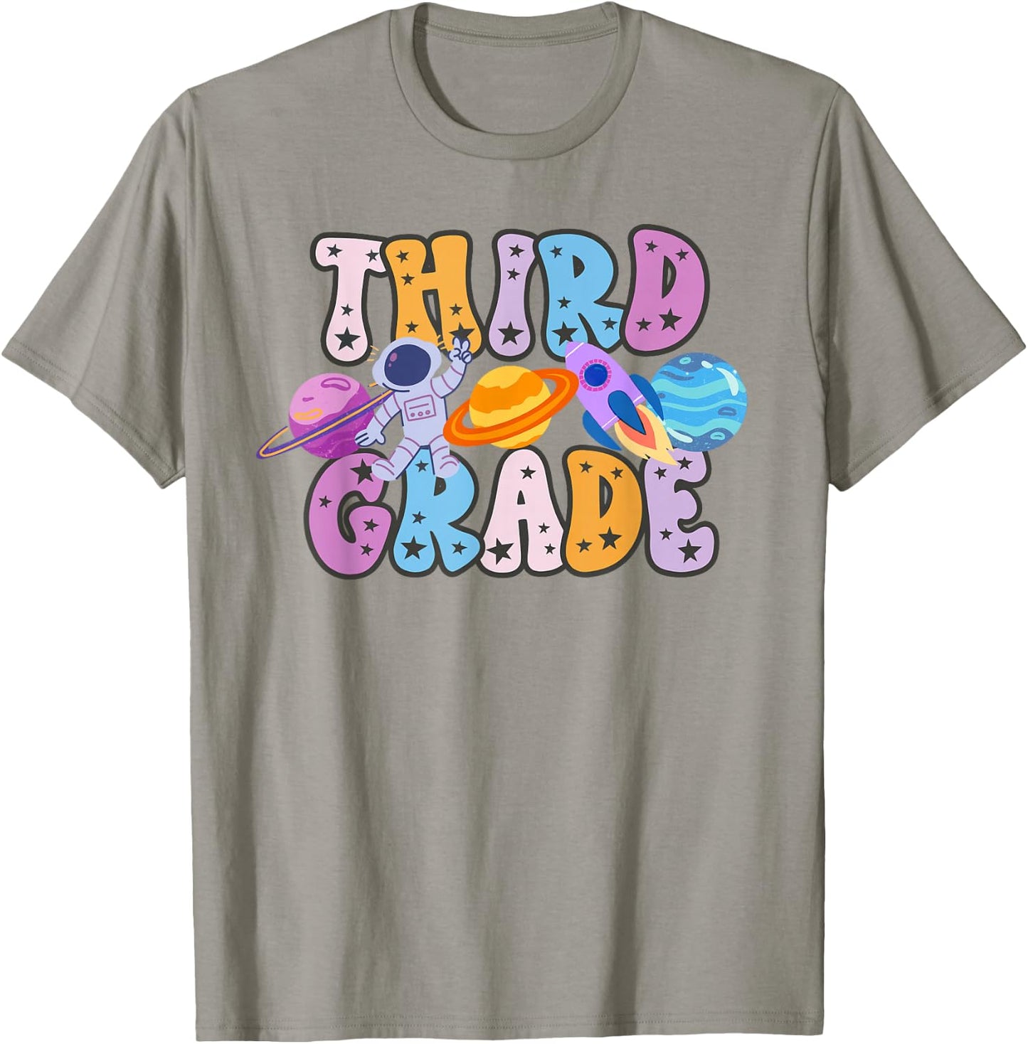 Third Grade Grade Outer Space Solar System Planet T-Shirt - T-Shirt | Sand