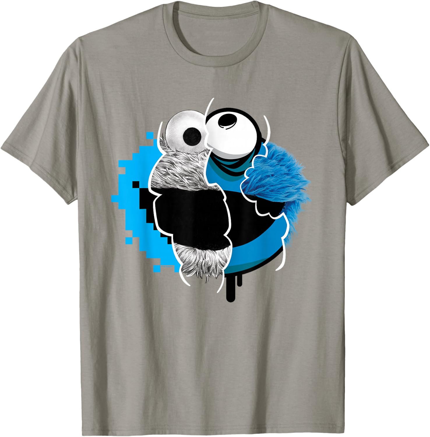 Sesame Street Split Cookie Monster T-Shirt - T-Shirt | Sand