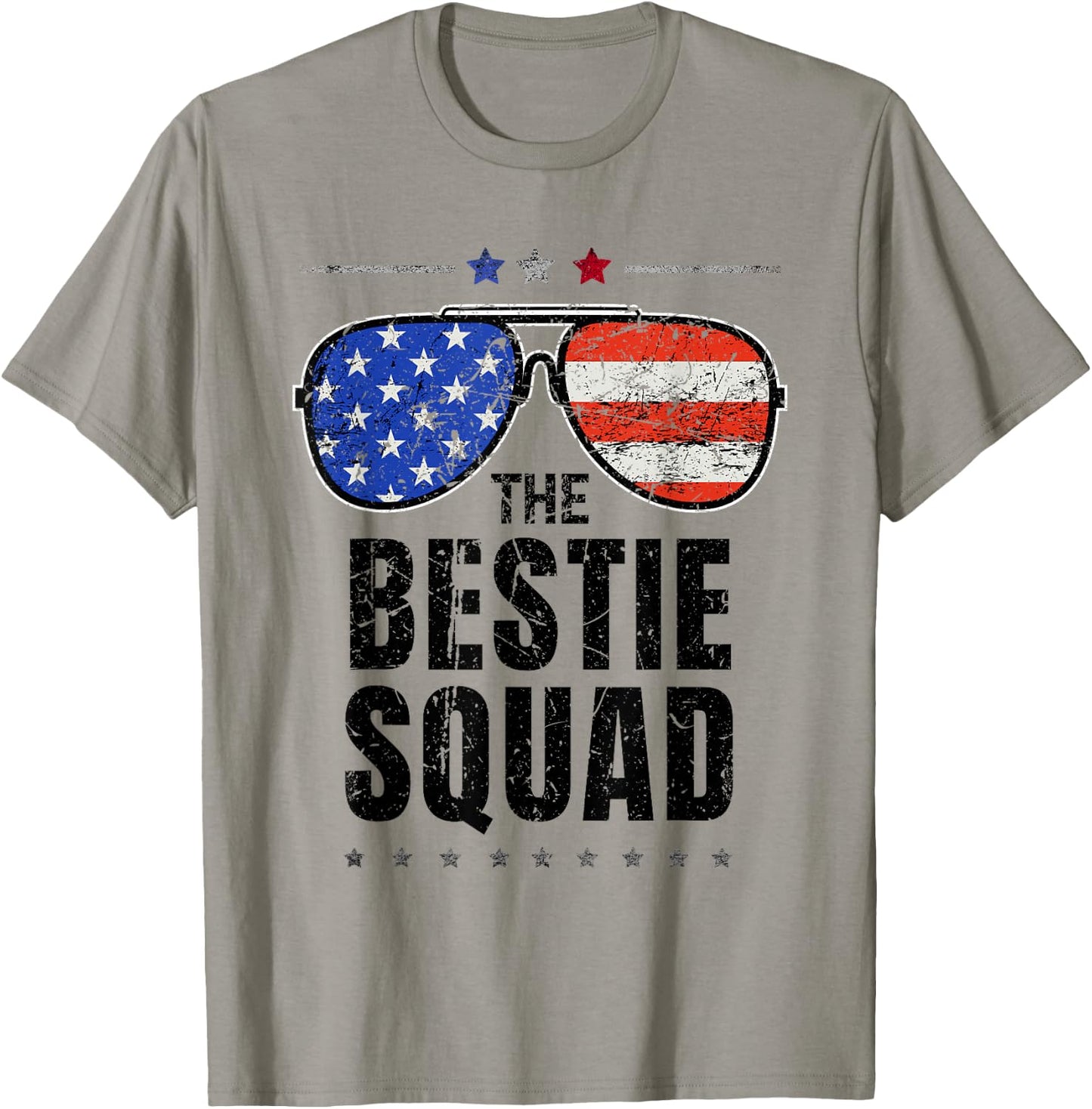 Bestie Squad American Flag Matching 4th of July Best Friend T-Shirt - T-Shirt | Sand