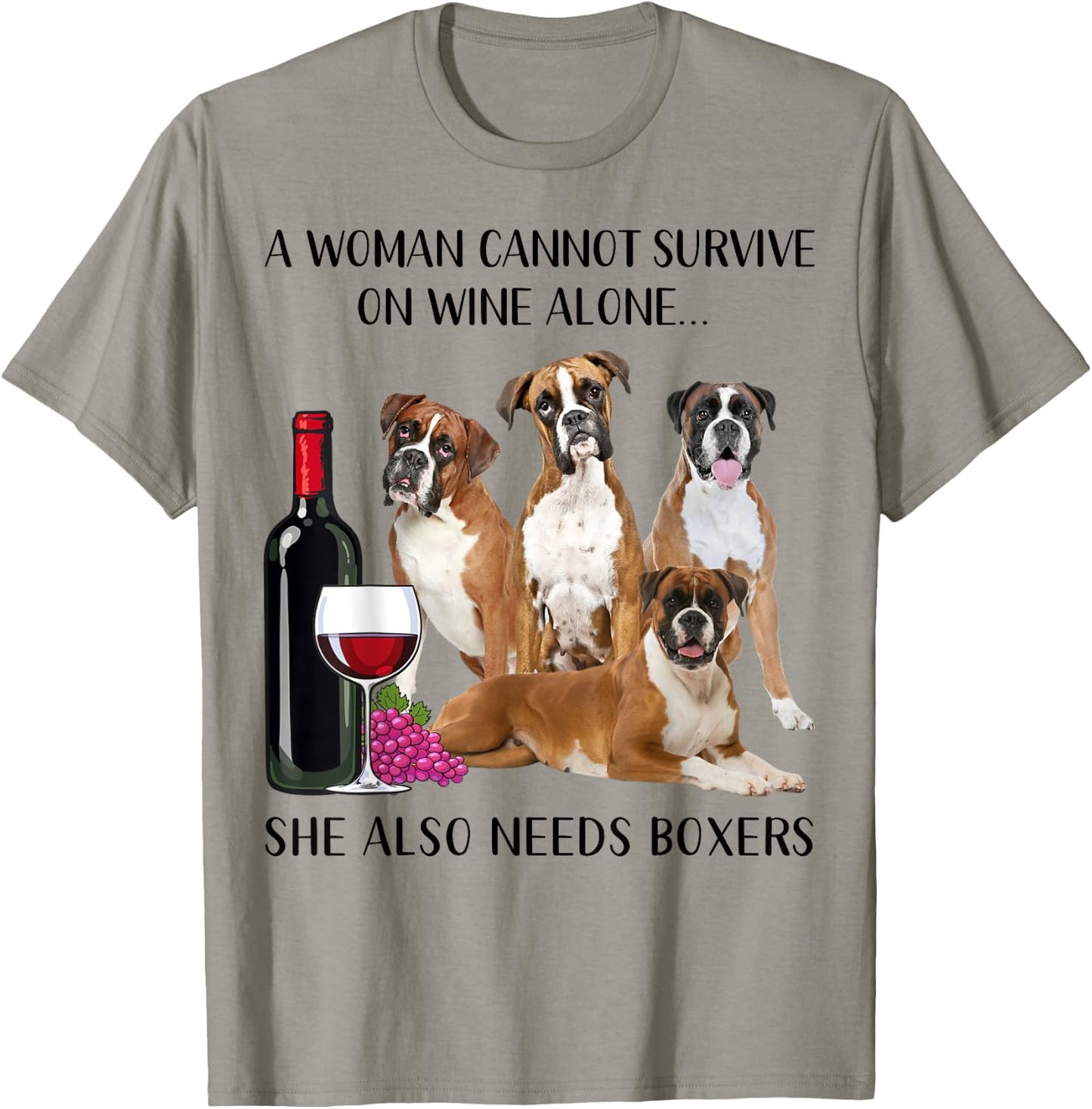 A Woman Cannot Survive On Wine Alone Boxer Lovers T-Shirt - T-Shirt | Sand