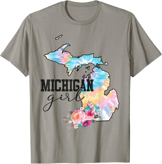 Michigan Girl Tie Dye State Michigan Lovers T-Shirt - T-Shirt | Sand