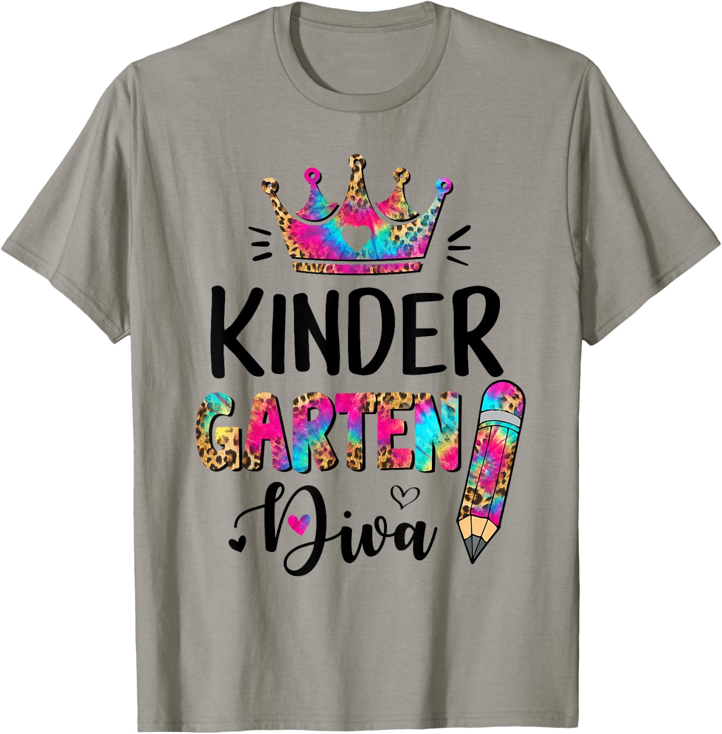 Crush Kindergarten Diva Leopard Tie Dye Back to School Kids T-Shirt - T-Shirt | Sand