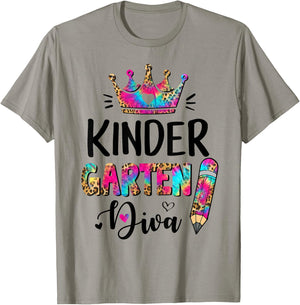 Crush Kindergarten Diva Leopard Tie Dye Back to School Kids T-Shirt - T-Shirt | Sand