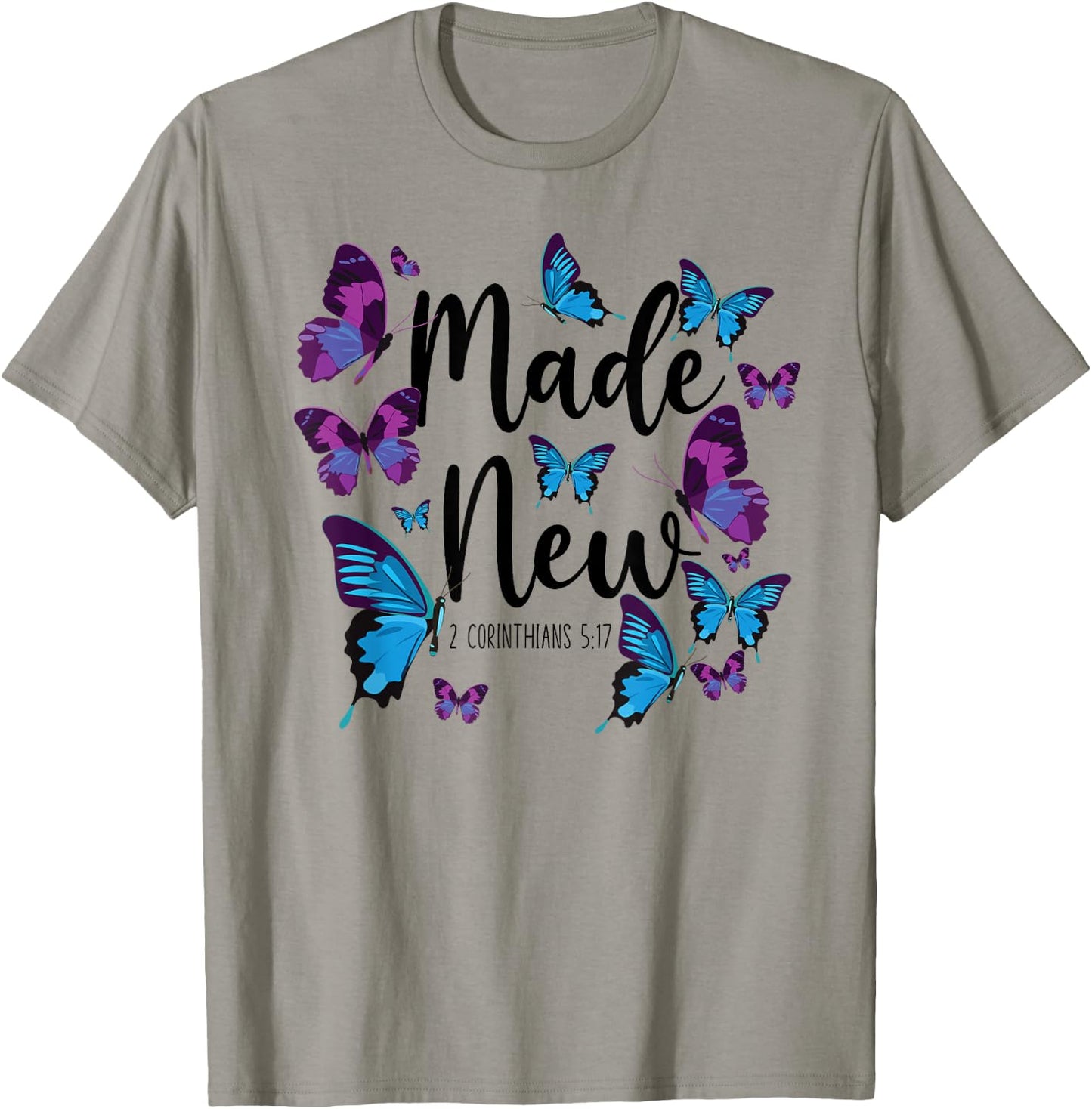 Christian Bible Verse Quote Butterfly 2 Corinthians 5:17 T-Shirt - T-Shirt | Sand