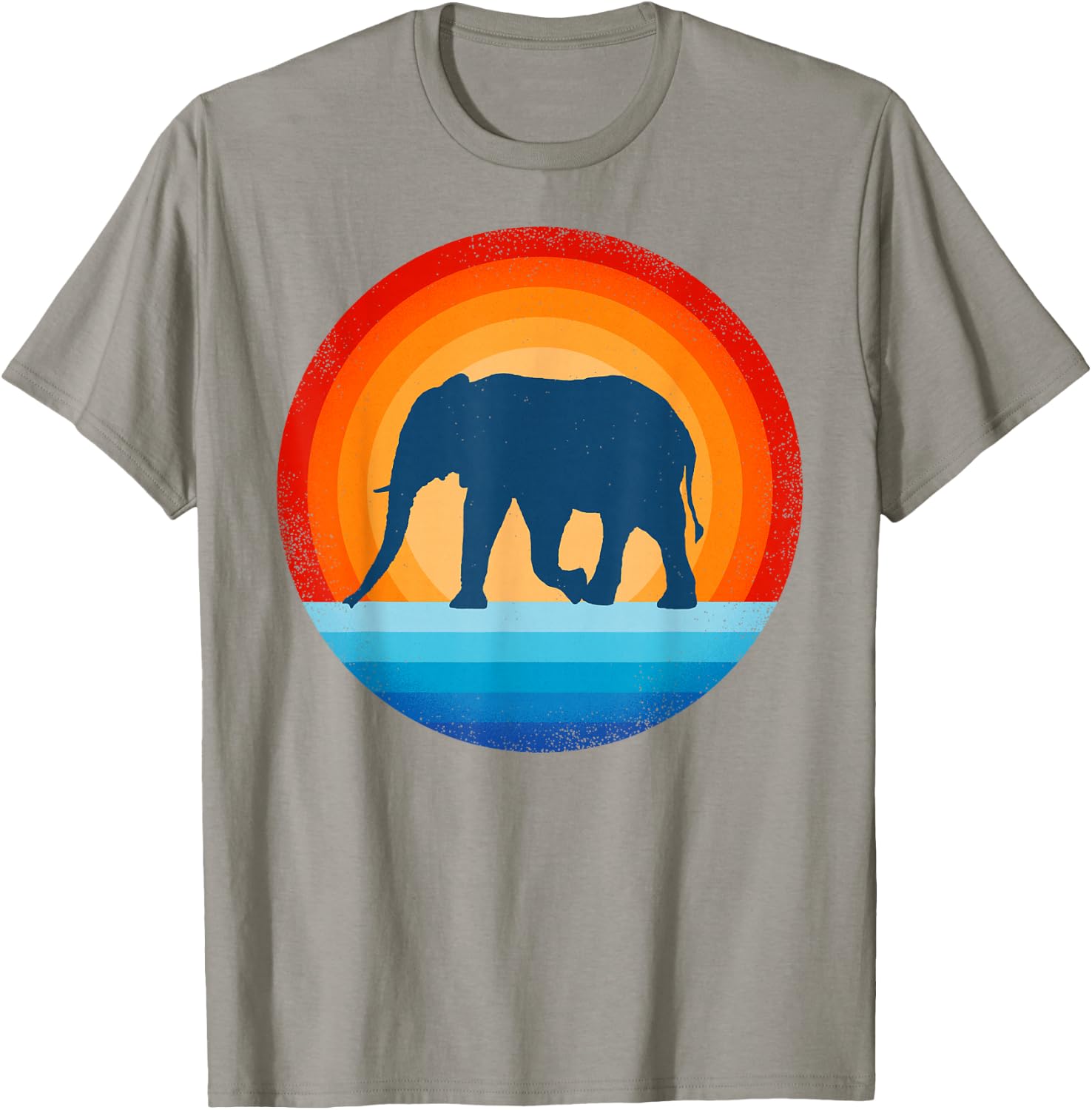 Elephant Retro Vintage 70s Sunset Mammal Animal Men Women T-Shirt - T-Shirt | Sand
