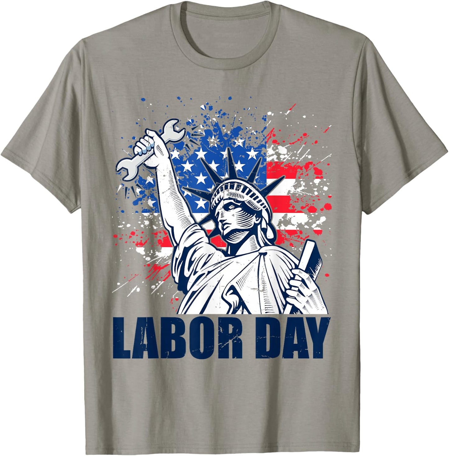 Funny Statue Of Liberty USA Flag Labor Day Patriotic Union T-Shirt - T-Shirt | Sand