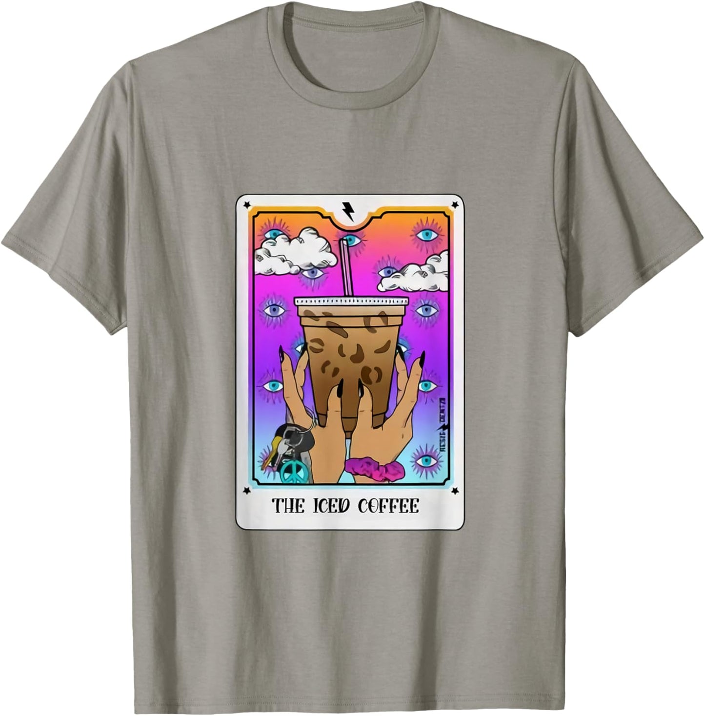 The Iced Coffee Tarot Card Funny Iced Coffee Lover Witchy T-Shirt - T-Shirt | Sand