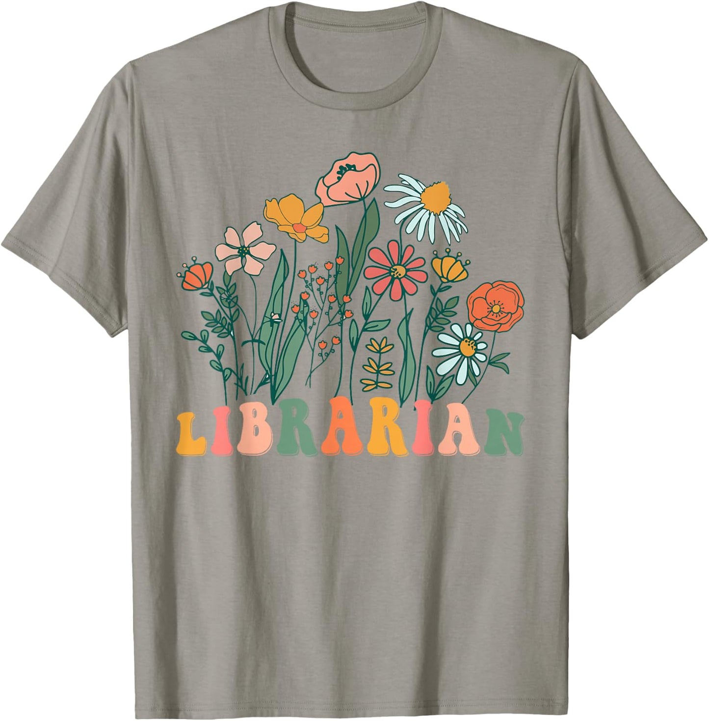 Groovy Wildflower Librarian T-Shirt - T-Shirt | Sand