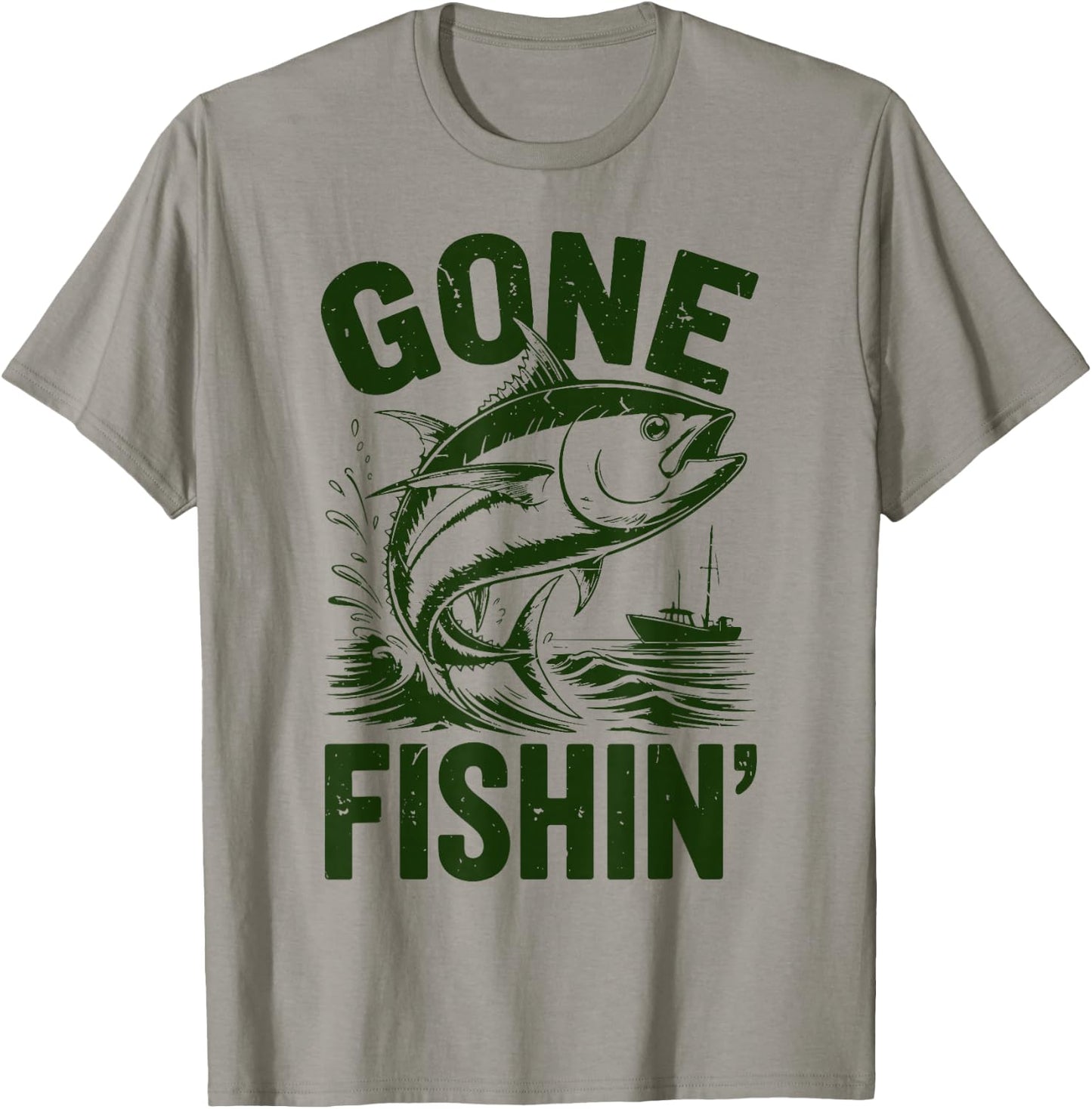 Toddler Gone Fishing Youth Boy Tuna Fish Deep Sea Funny T-Shirt - T-Shirt | Sand