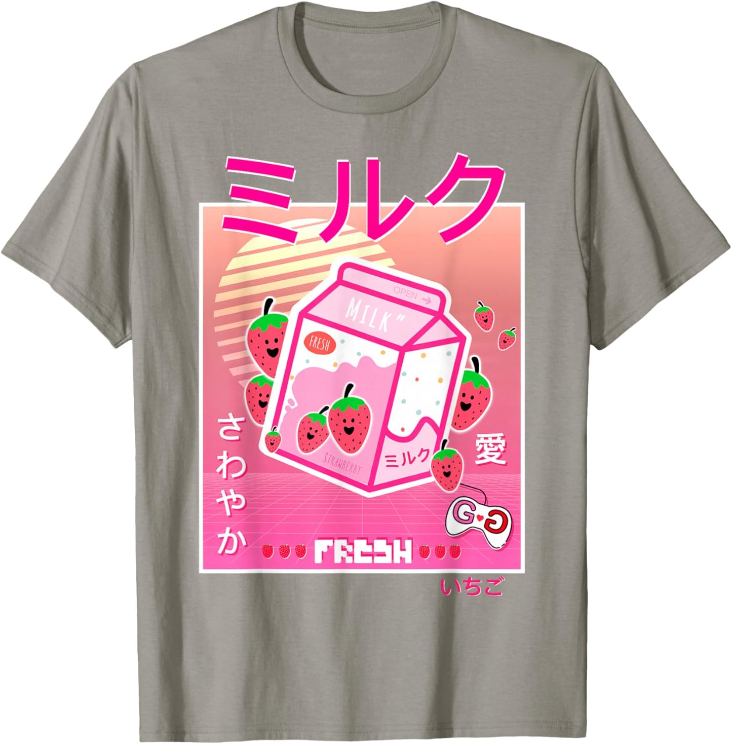 Strawberry Milk Carton Kawaii Pink Aesthetic Otaku Japanese T-Shirt - T-Shirt | Sand