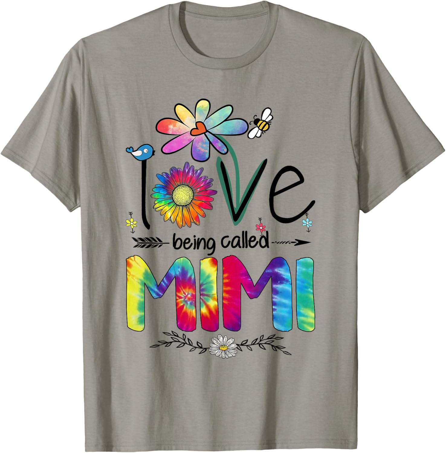 I Love Being Called Mimi Daisy Tie Dye Grandma Mother's Day T-Shirt - T-Shirt | Sand