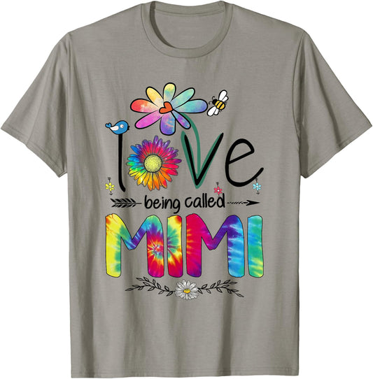 I Love Being Called Mimi Daisy Tie Dye Grandma Mother's Day T-Shirt - T-Shirt | Sand