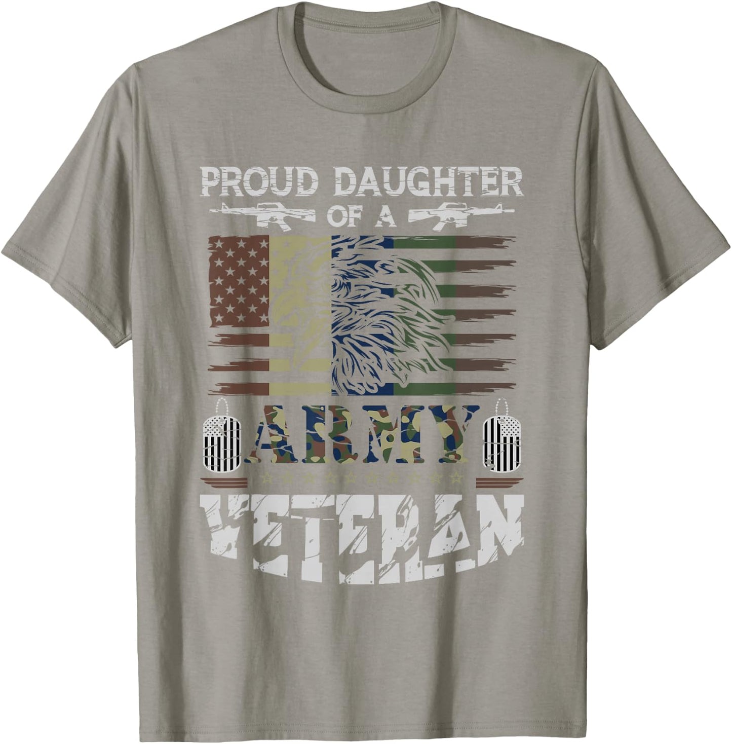 Distressed American Flag Proud Daughter Of A Army Veteran T-Shirt - T-Shirt | Sand