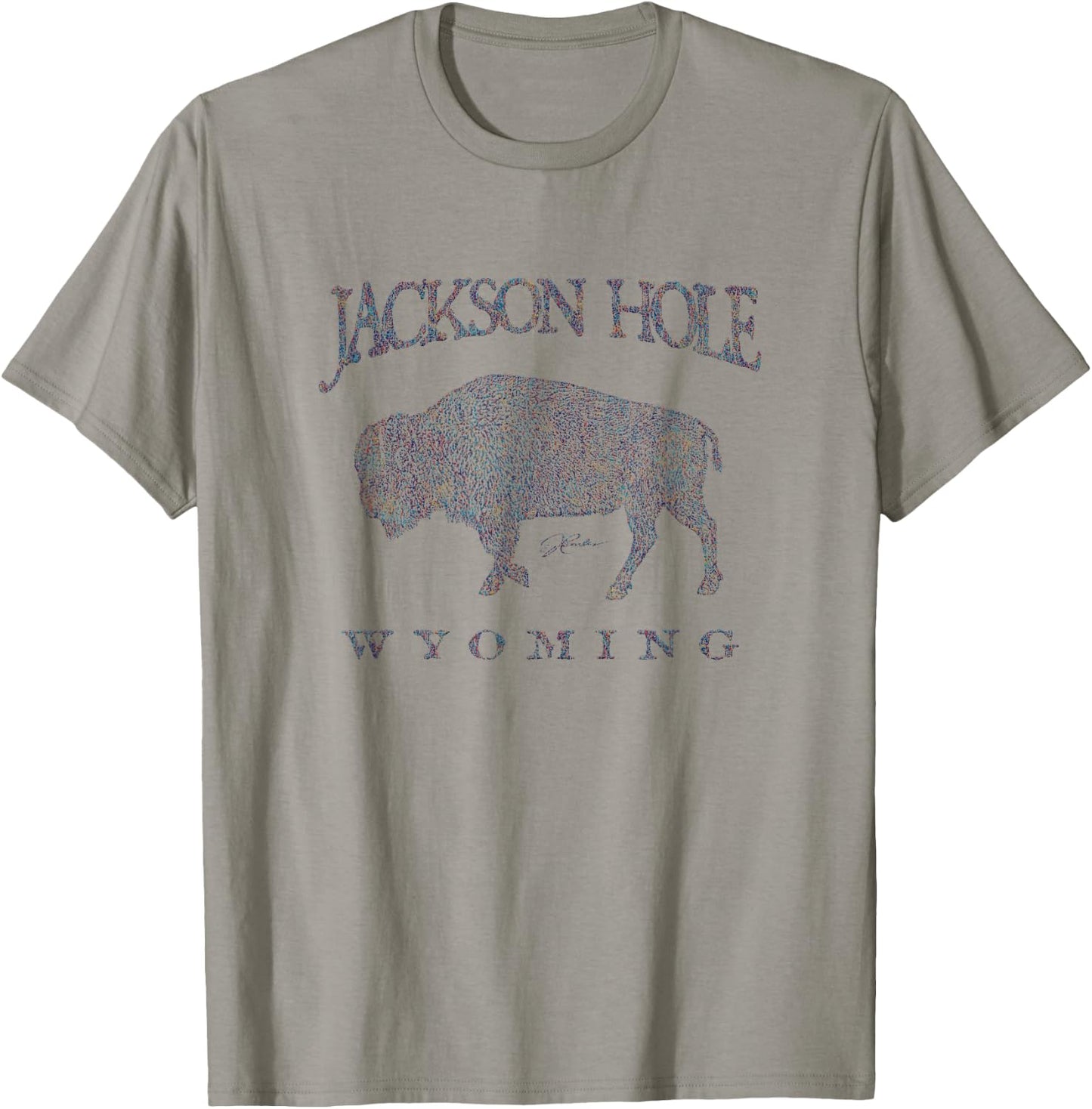 JCombs: Jackson Hole, WY, Walking Bison T-Shirt - T-Shirt | Sand