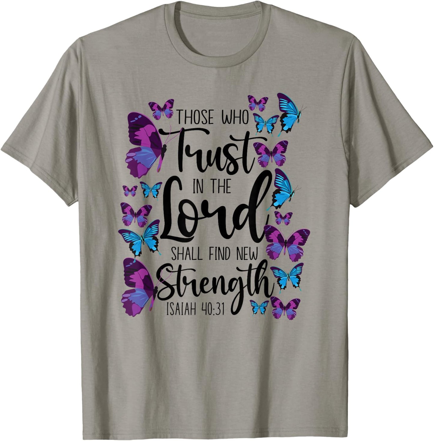 Christian Bible Verse Quote Butterfly Isaiah 40:31 T-Shirt - T-Shirt | Sand