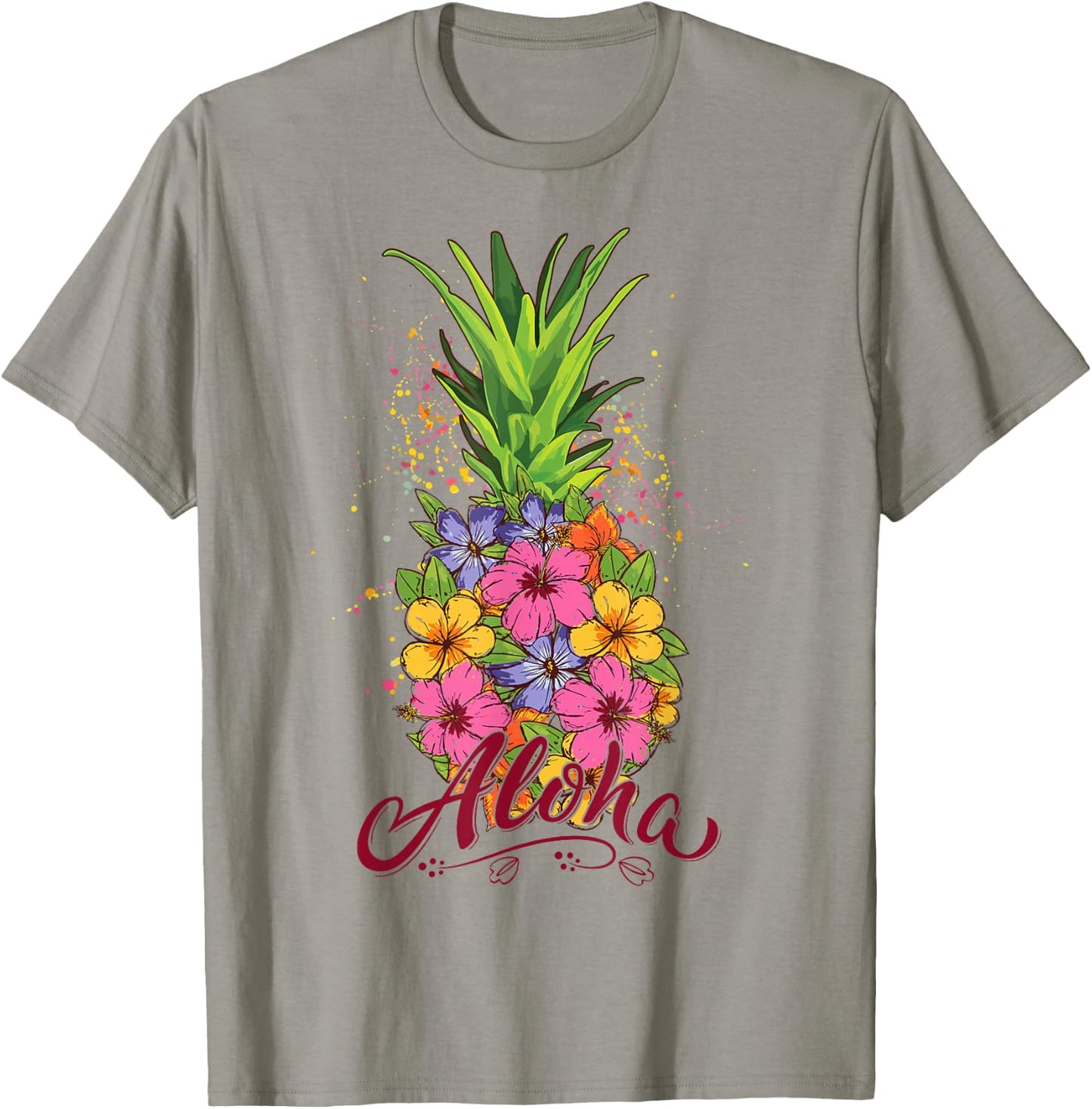Hibiscus Aloha Hawaiian Pineapple Teen Girls Youth T-Shirt - T-Shirt | Sand