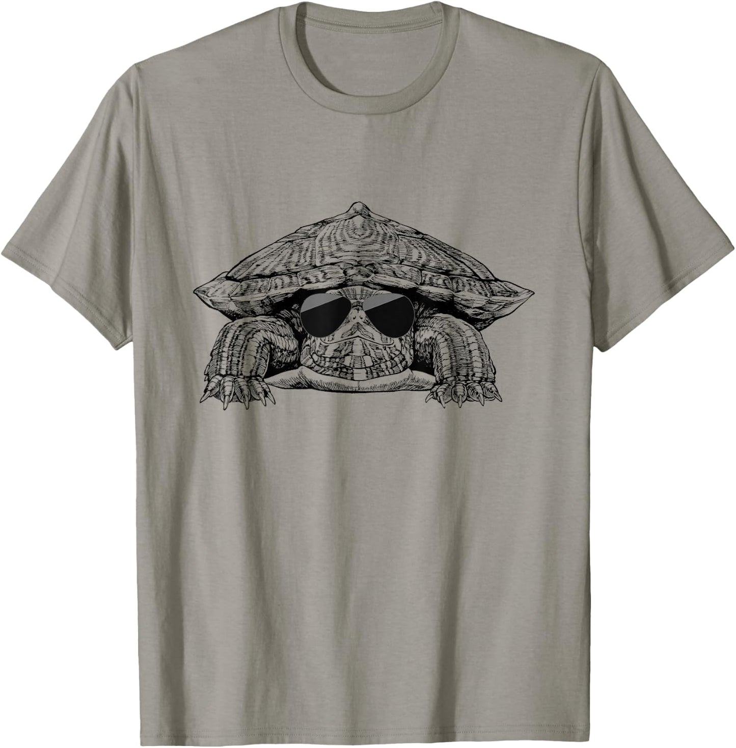 Red eared slider turtle with Sunglasses T-Shirt - T-Shirt | Sand