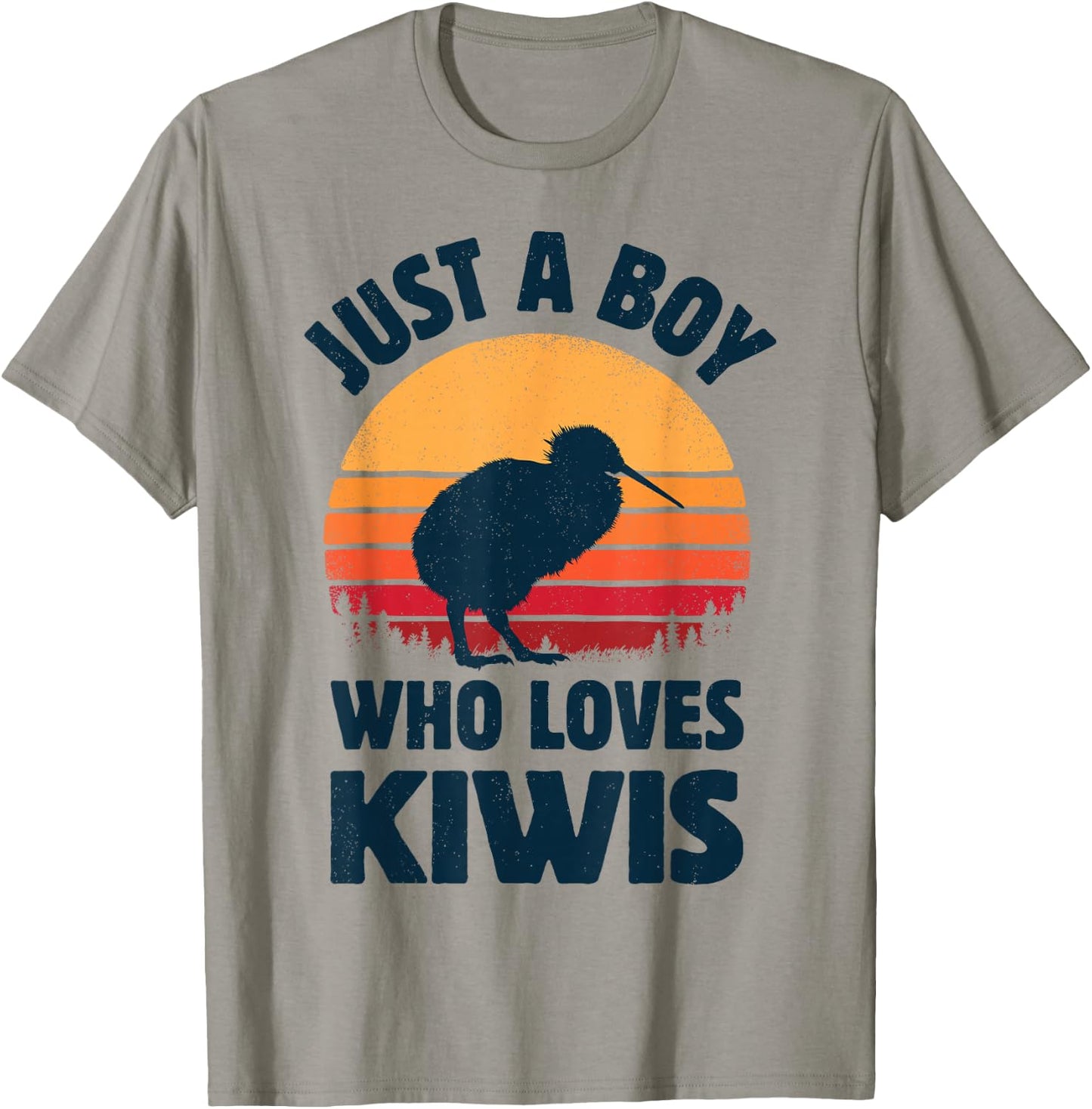 Kiwi Just A Boy Who Loves Kiwis Bird Retro Vintage Sunset T-Shirt - T-Shirt | Sand
