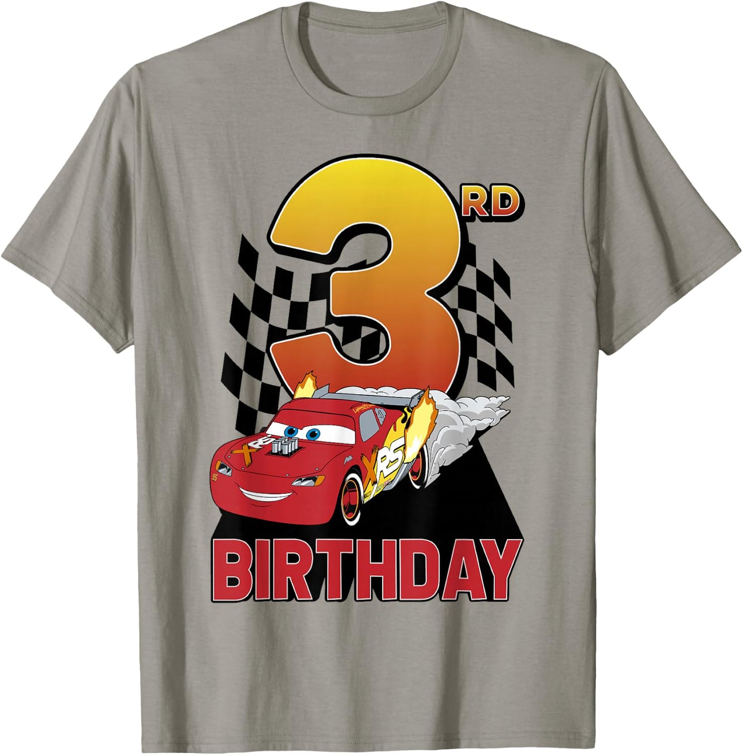 Disney Pixar Cars Lightning McQueen 3rd Birthday Race Logo T-Shirt - T-Shirt | Sand