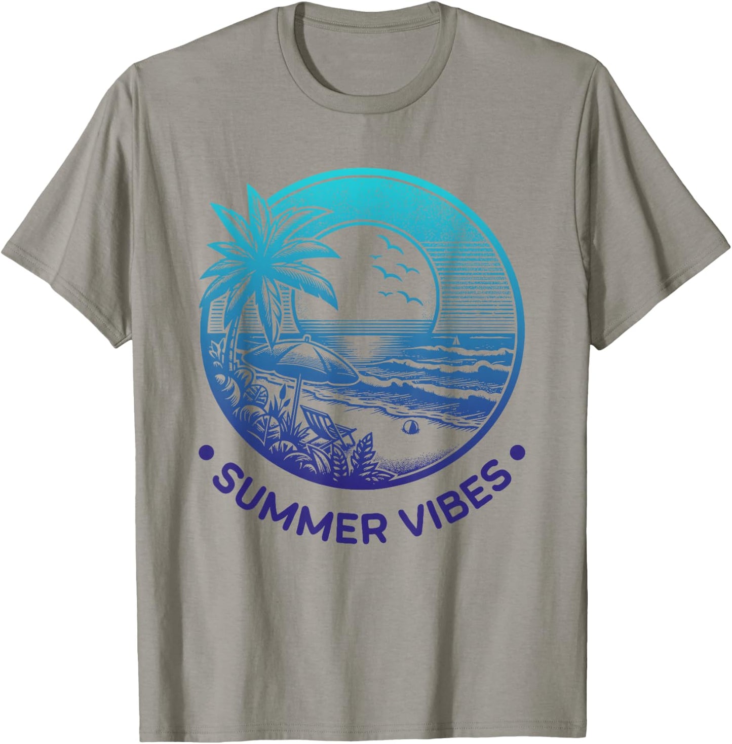Summer Vibes Tropical Retro Beach Sunset Palm Trees T-Shirt - T-Shirt | Sand