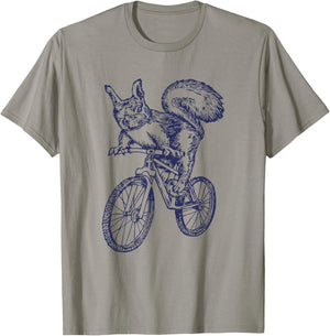Squirrel Riding Bike Funny Animal Biker Cycling Bicycle T-Shirt - T-Shirt | Sand