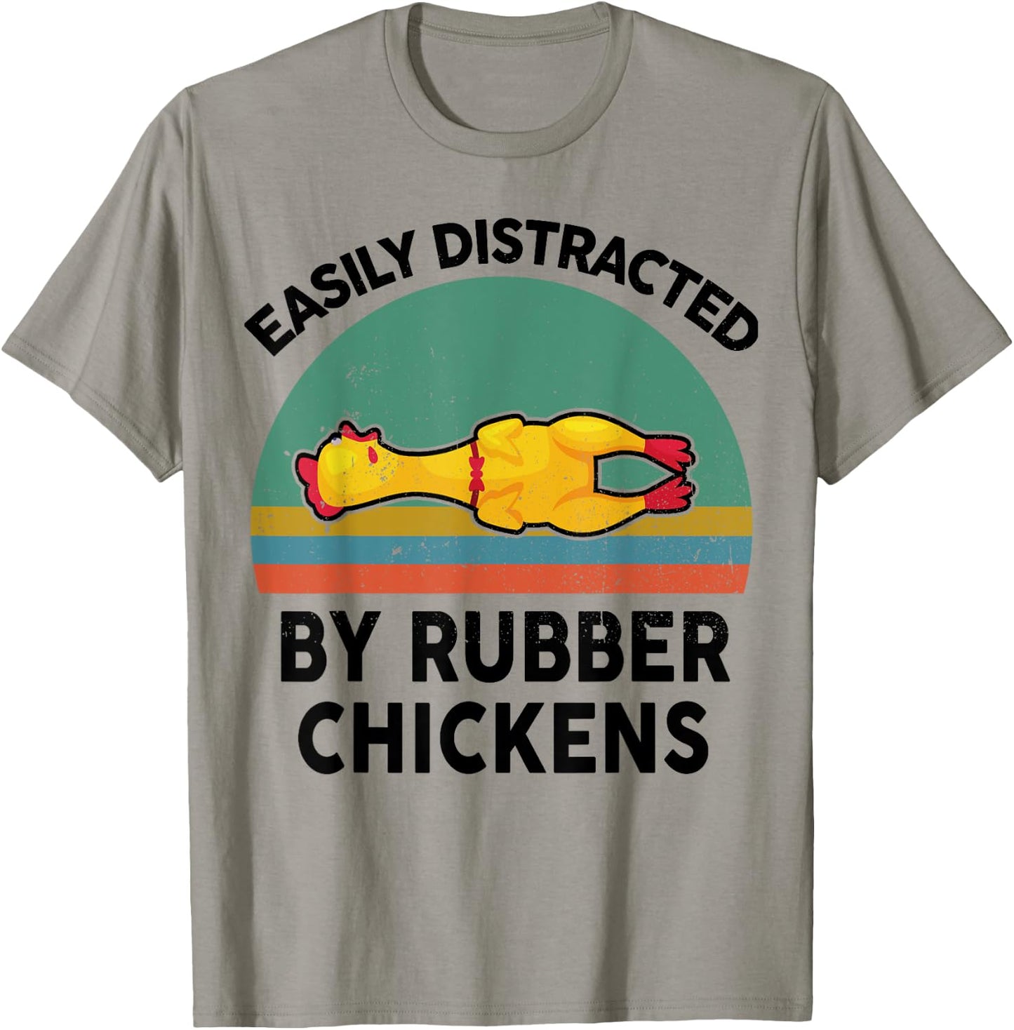 Funny Easily Distracted By Rubber Chickens for Nerd Lover T-Shirt - T-Shirt | Sand