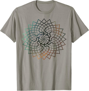 Mandala Geometry Sacred Fractal Art Yoga Good Vibe T-Shirt - T-Shirt | Sand