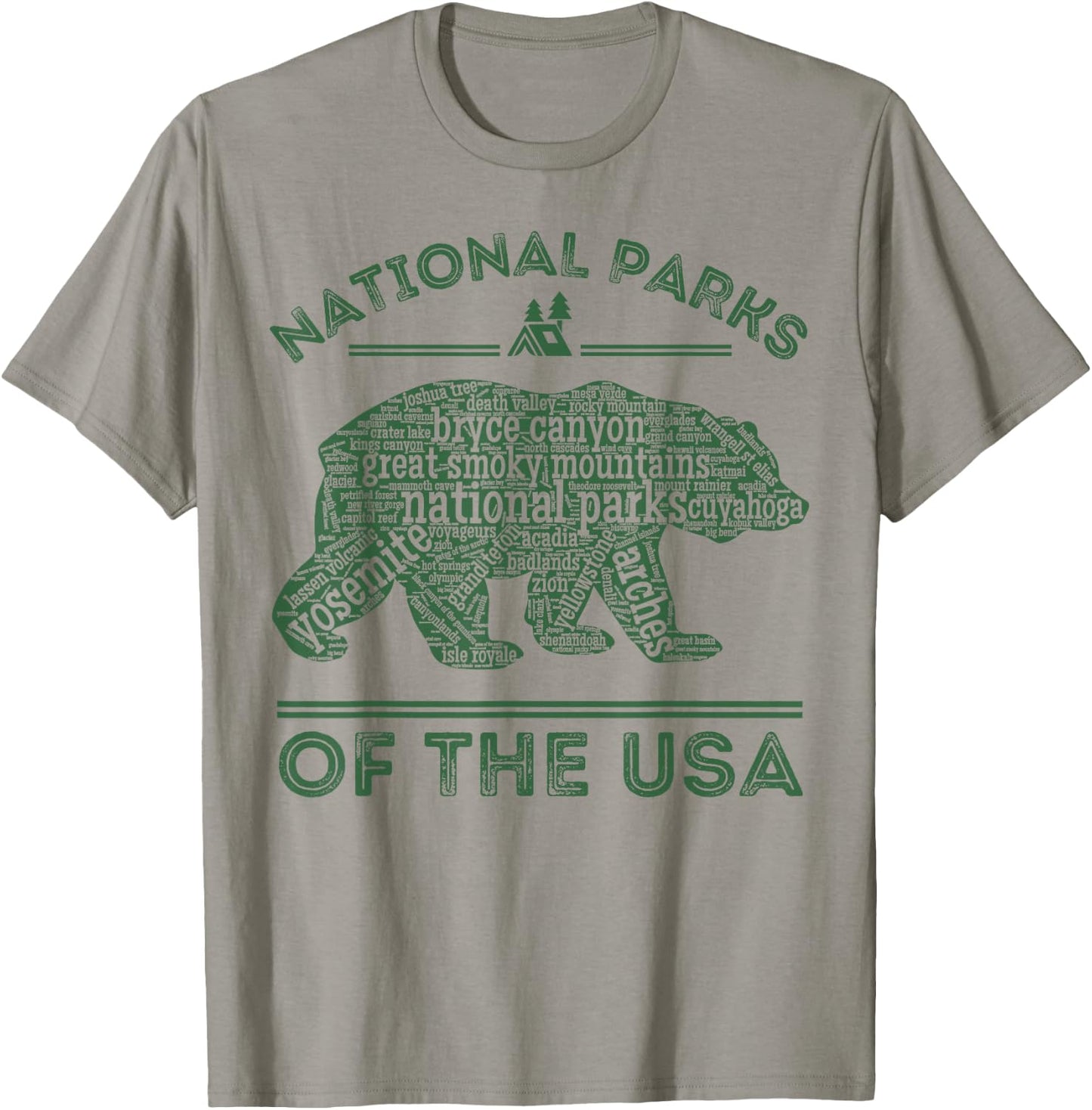 National Parks Bear Hiking Travel Camping Outdoors Retro USA Small T-Shirt - T-Shirt | Sand