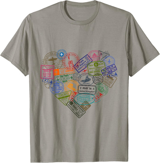 Vintage Stamp Flight Travel Vacation Cruise Trip T-Shirt - T-Shirt | Sand