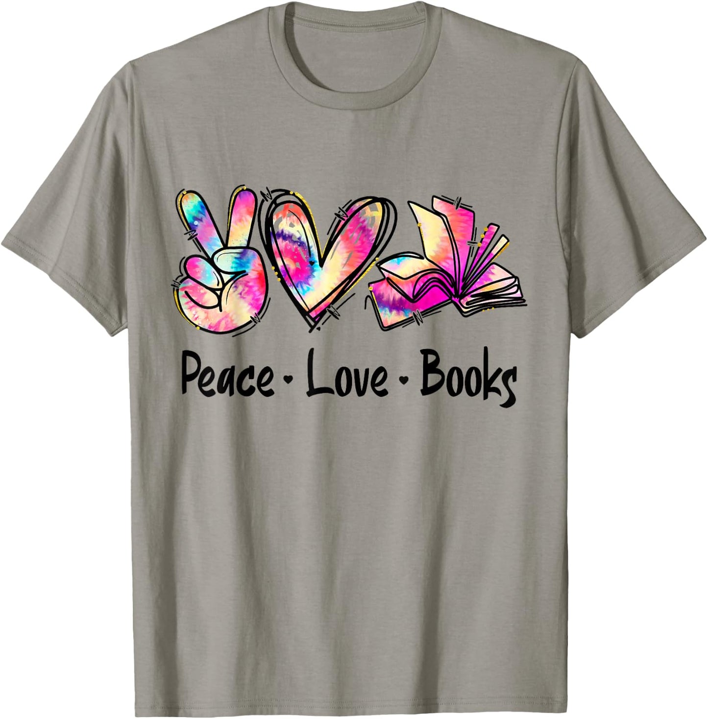 Peace Love Books Librarian Teacher Life Book Library Tie Dye T-Shirt - T-Shirt | Sand