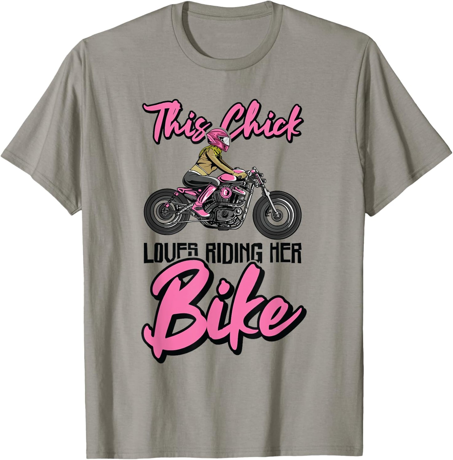 This Chick Loves Riding Her Bike Motorcycle Motorcycling T-Shirt - T-Shirt | Sand