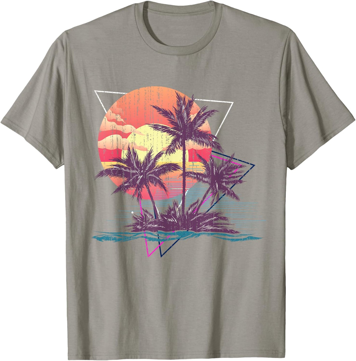 Retro Palm Trees Beach Sunset Tropical Summer Women Girls Kids T-Shirt - T-Shirt | Sand