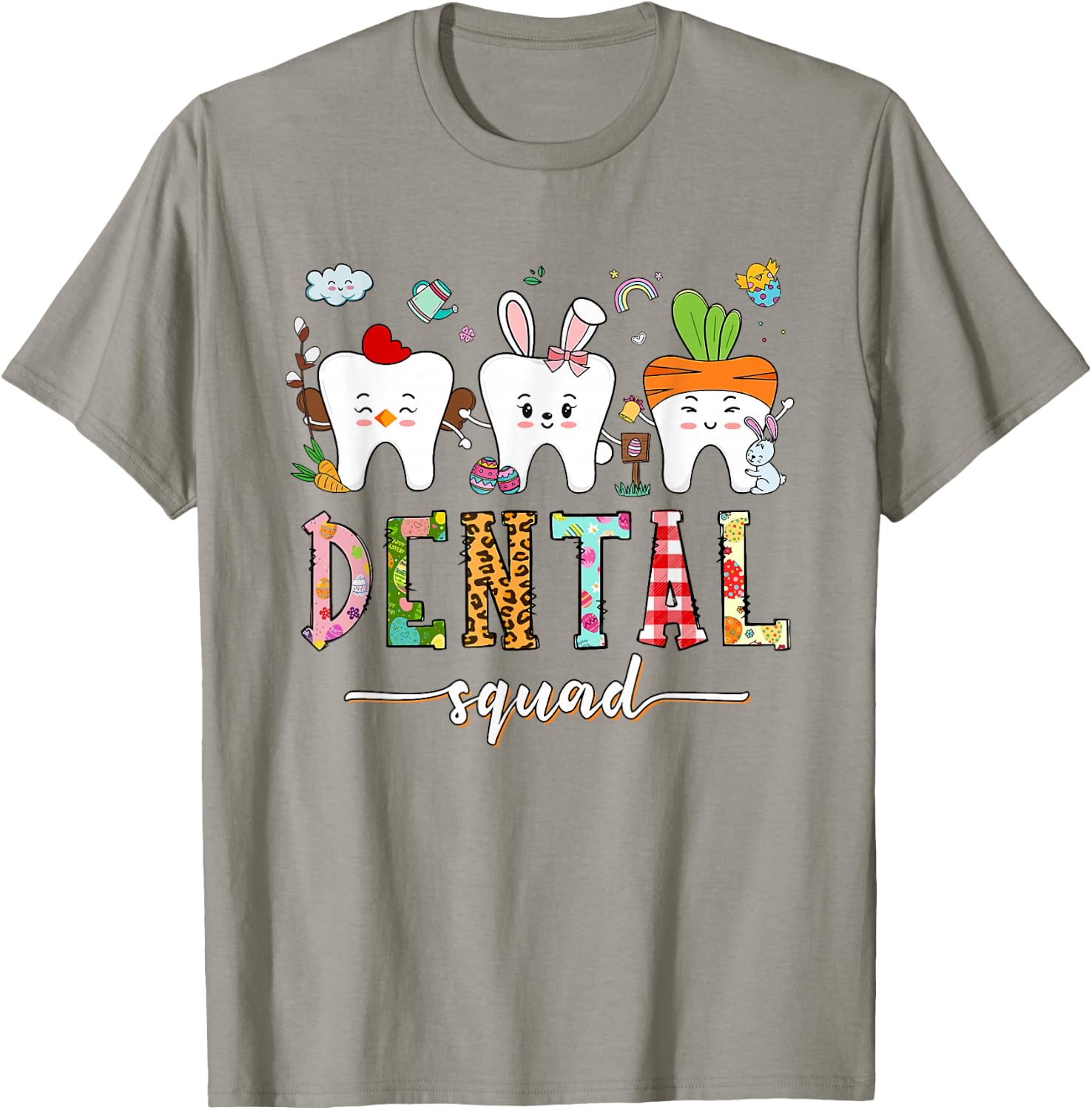 Dental Squad Easter Day Funny Tooth Dental Assistant Dentist T-Shirt - T-Shirt | Sand