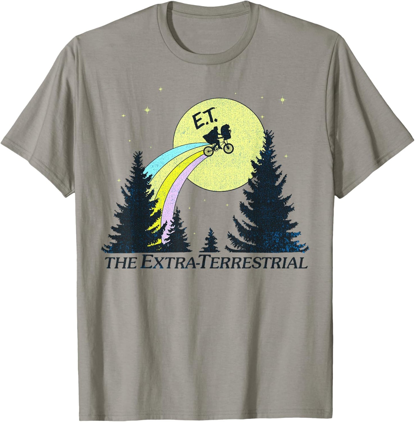 E.T. The Extra-Terrestrial Rainbow Bike Trail Sketch T-Shirt - T-Shirt | Sand