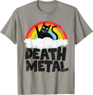 Cat Rainbow Heavy Metal Band Kids Goth Funny Death Metal T-Shirt - T-Shirt | Sand