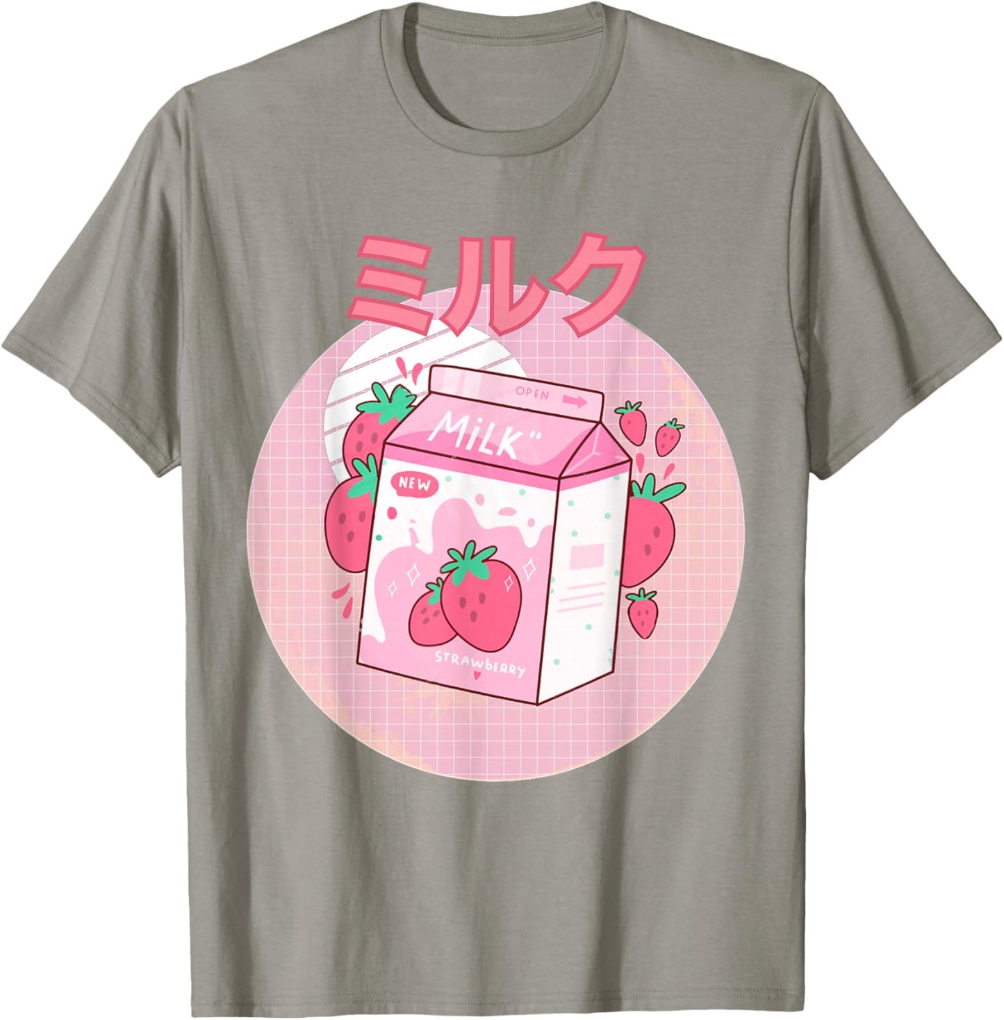 Strawberry Milkshake Carton Pink Funny Japanese Retro 90s T-Shirt - T-Shirt | Sand