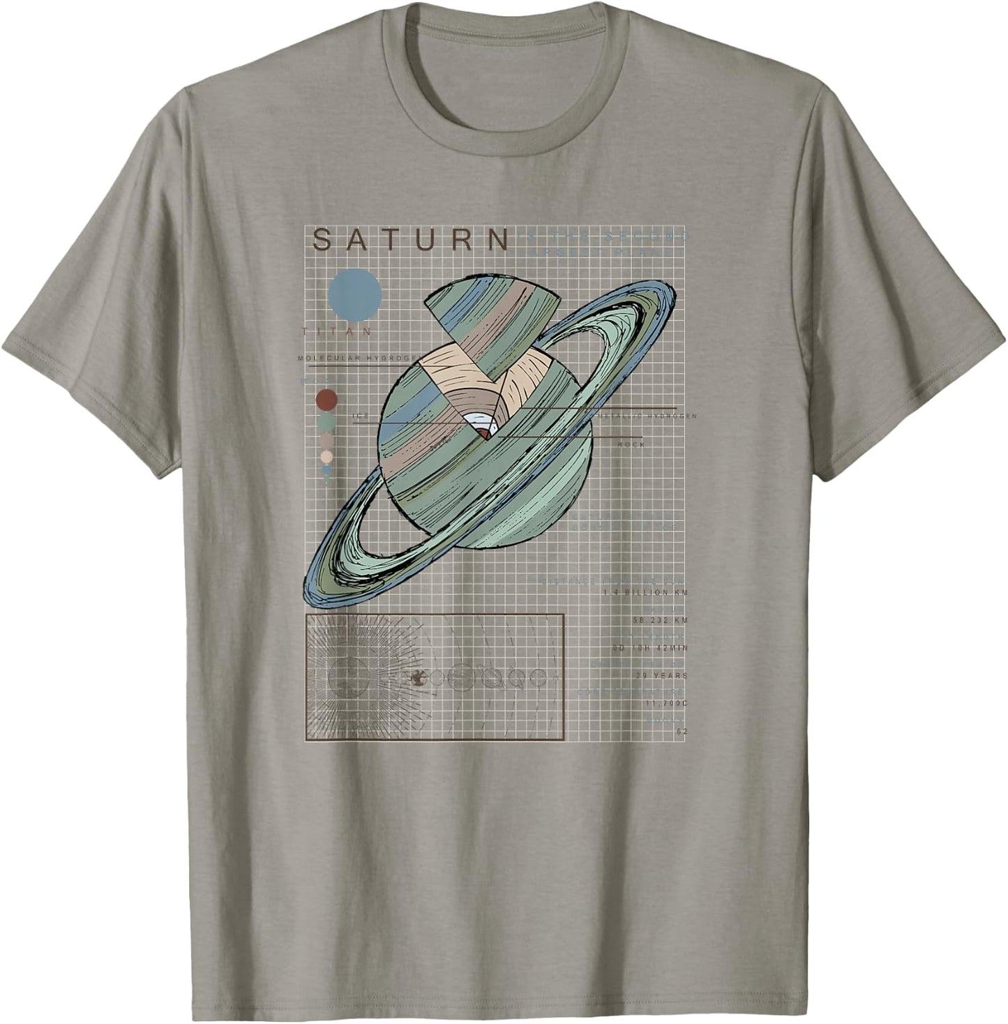 Saturn Facts Second Largest Planet T-Shirt - T-Shirt | Sand