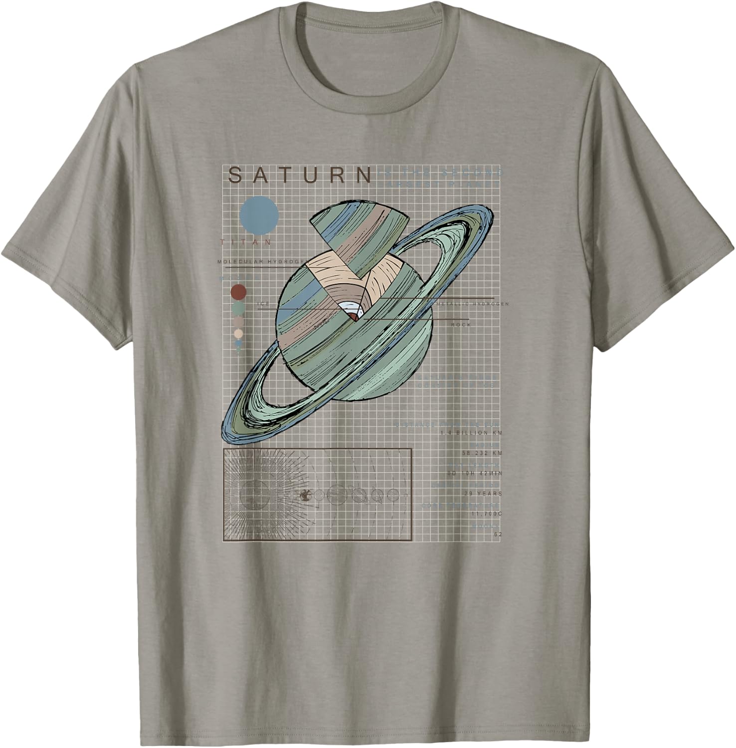 Saturn Facts Second Largest Planet T-Shirt - T-Shirt | Sand