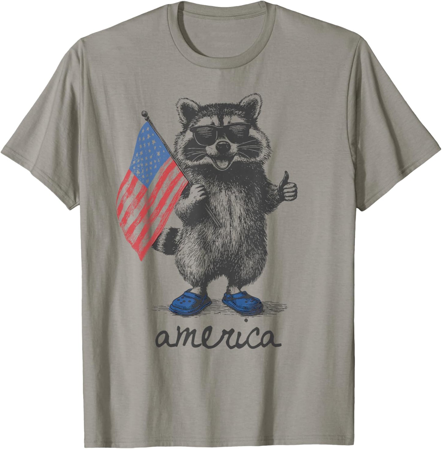 American Funny Patriotic Raccoon 250 Years 4th of July T-Shirt - T-Shirt | Sand