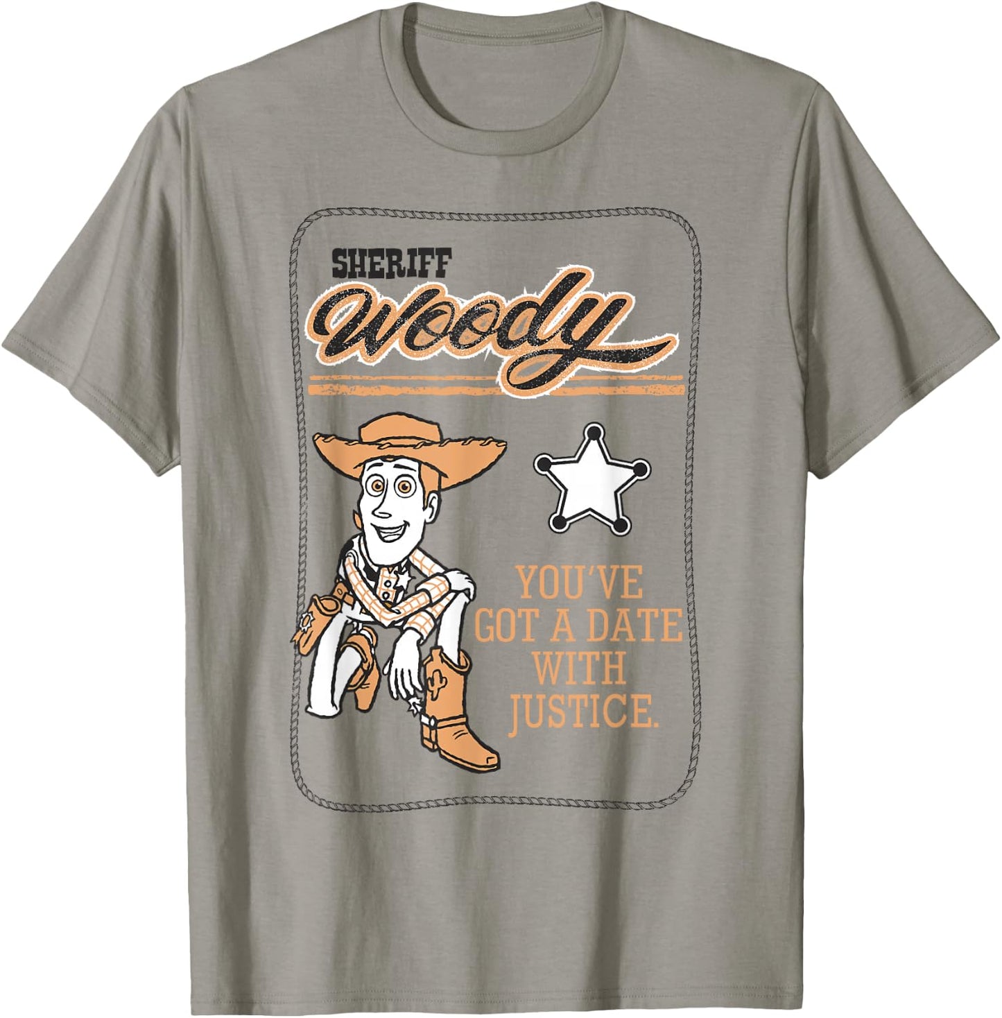 Disney Pixar Toy Story Woody Date With Justice Vintage Card T-Shirt - T-Shirt | Sand