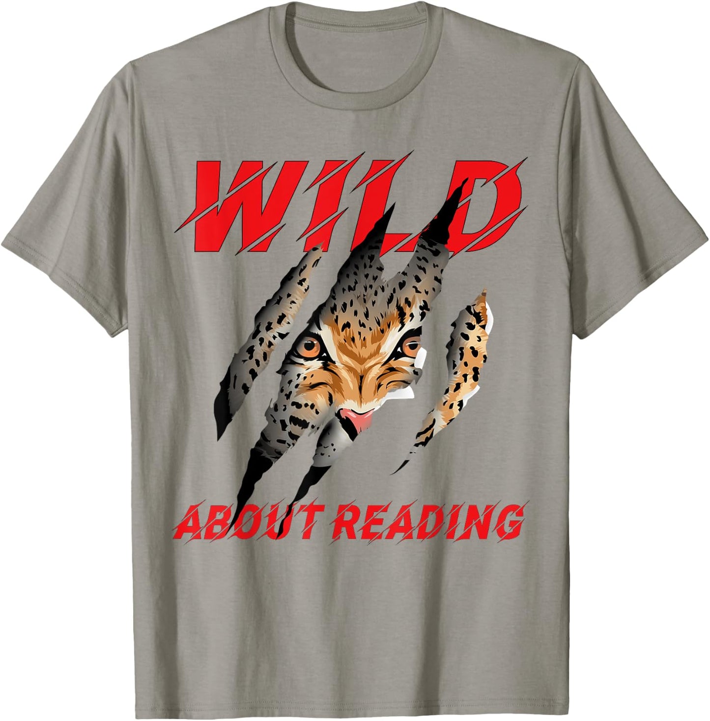 Wild About Reading Leopard Claw I Love Reading Book Lover T-Shirt - T-Shirt | Sand