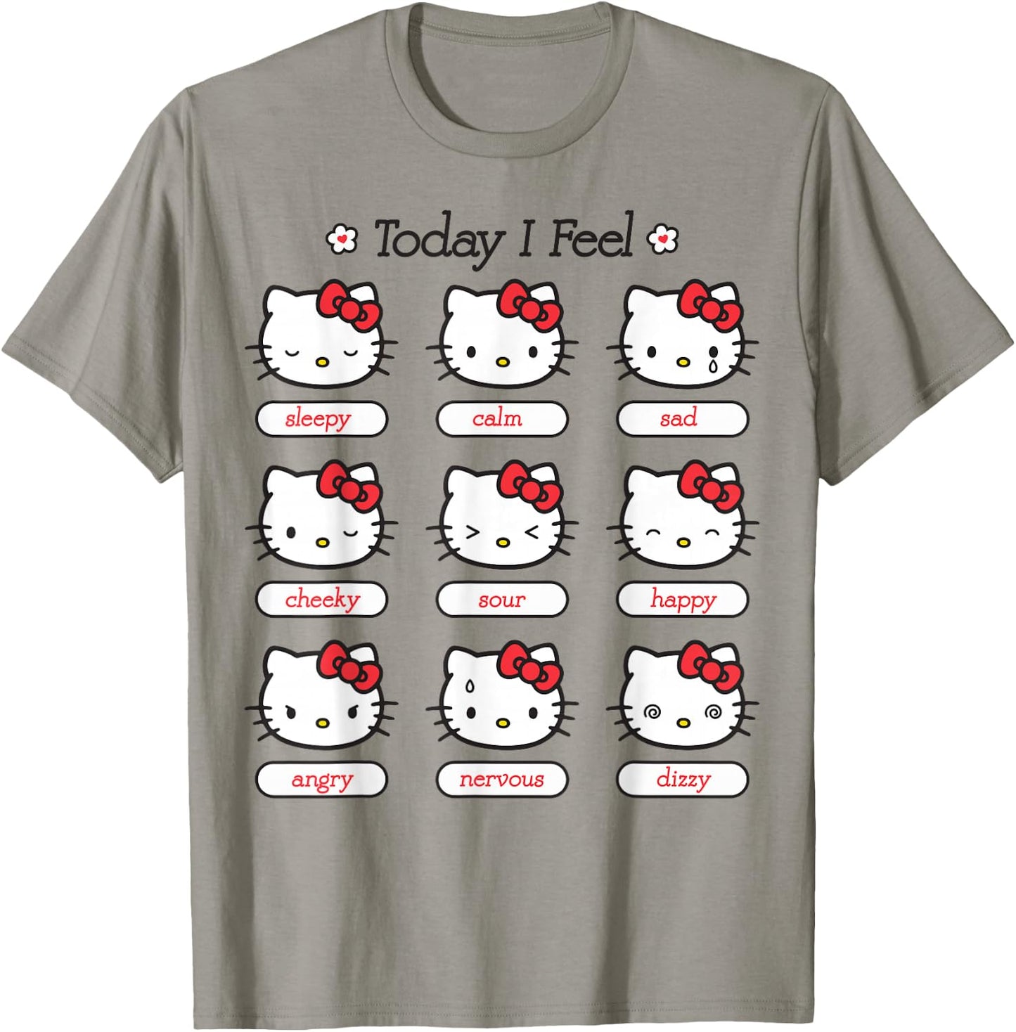 Hello Kitty Today I Feel Hello Kitty Mood Chart Sleepy Happy T-Shirt - T-Shirt | Sand