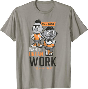 Sesame Street Bert and Ernie Team Work Makes The Dream Work T-Shirt - T-Shirt | Sand